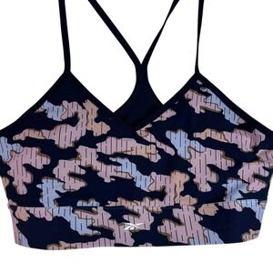 Reebok Women's XL Camouflage Sports Bra Pink Blue‎ Camo Athletic Train Gym NEW